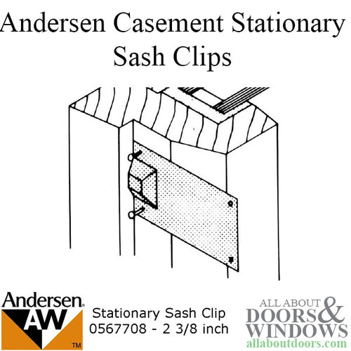 Andersen Primed Casement Windows, Sash Clips - Stationary - 2 3/8 inch - Andersen Primed Casement Windows, Sash Clips - Stationary - 2 3/8 inch