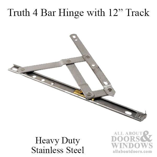 4 Bar Commercial Window Hinge, 7/8 x 12 inch Heavy Duty Window Track, 5/8 Stack, Truth - Stainless Steel - 4 Bar Commercial Window Hinge, 7/8 x 12 inch Heavy Duty Window Track, 5/8 Stack, Truth - Stainless Steel