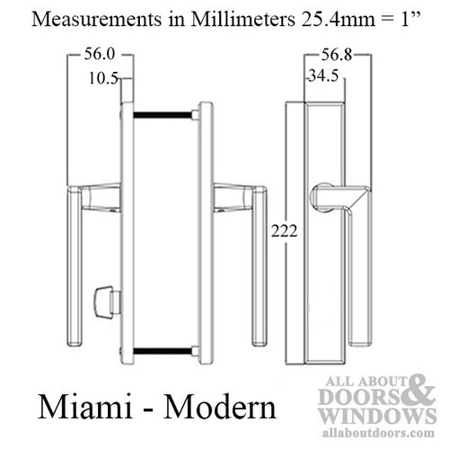 Miami Sliding Patio Door Handle - Non-Keyed, Left Hand - Choose Color - Miami Sliding Patio Door Handle - Non-Keyed, Left Hand - Choose Color