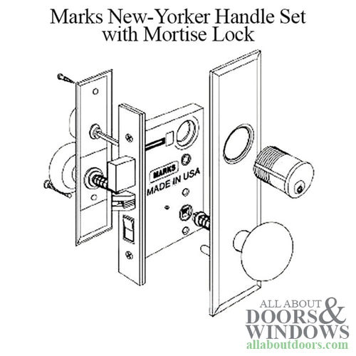 Marks New Yorker Entrance Handle Set, Right Hand/Left Hand Reverse - Choose Color - Marks New Yorker Entrance Handle Set, Right Hand/Left Hand Reverse - Choose Color