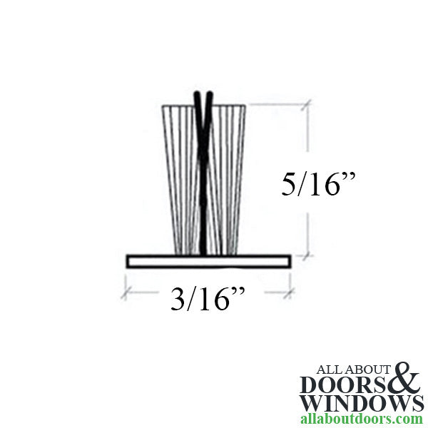 Weatherstrip - .187 T-Backing x .310 Fuzzy Pile, with Fin Seal - Choose Color - Weatherstrip - .187 T-Backing x .310 Fuzzy Pile, with Fin Seal - Choose Color