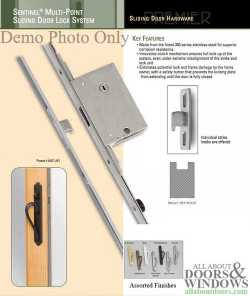 Sentinel  2 point Sliding Door Lock, XM-55 Multipoint - Stainless - Sentinel  2 point Sliding Door Lock, XM-55 Multipoint - Stainless