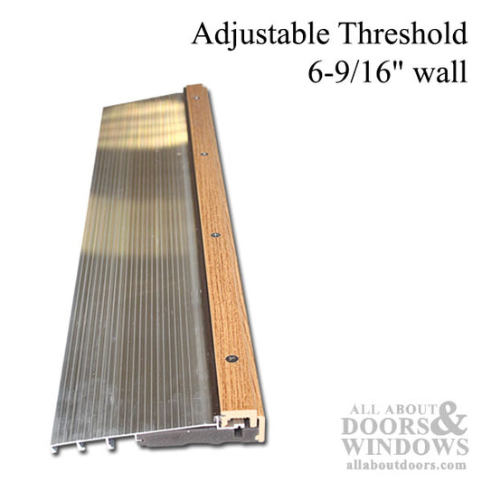 Threshold, Adjustable Oak Cap, 6-9/16" wall - Mill finish