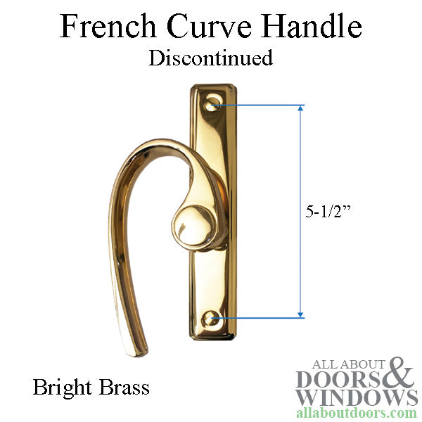 Discontinued Andersen French Curve Gliding Door Handle - Left Interior/Right Exterior - Bright Brass - Discontinued Andersen French Curve Gliding Door Handle - Left Interior/Right Exterior - Bright Brass