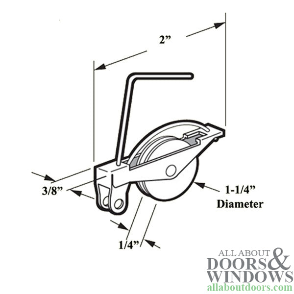 Wire Spring Tension Roller Assembly with 1-1/4 Inch Nylon Wheel for Sliding Screen Door - Wire Spring Tension Roller Assembly with 1-1/4 Inch Nylon Wheel for Sliding Screen Door