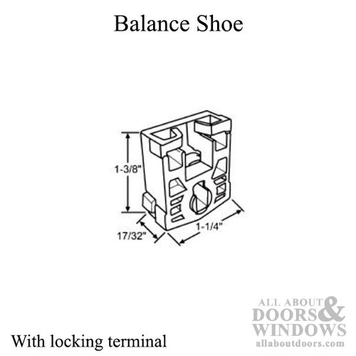 Balance Block, Pivot Lock Shoe for Tilt in window w/ locking terminal - Balance Block, Pivot Lock Shoe for Tilt in window w/ locking terminal