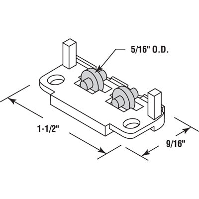 Roller Assembly (Flat) - Sliding Windows, Nylon / Brass - Roller Assembly (Flat) - Sliding Windows, Nylon / Brass