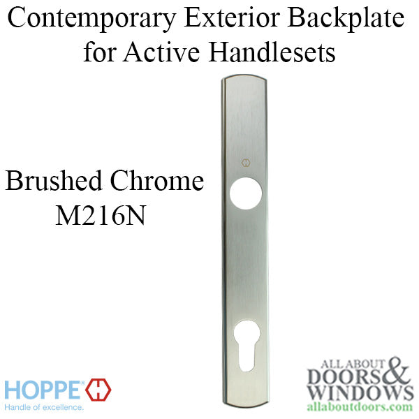 HOPPE Contemporary Exterior Backplate M216N for Active Handlesets - Brushed Chrome - HOPPE Contemporary Exterior Backplate M216N for Active Handlesets - Brushed Chrome