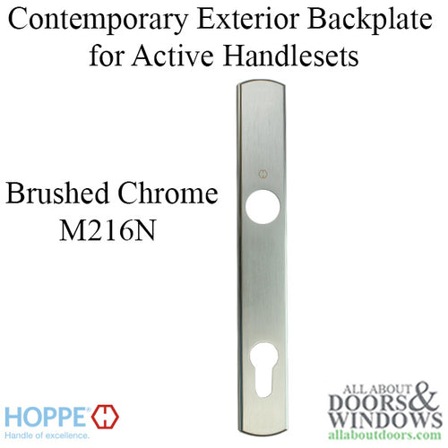 HOPPE Contemporary Exterior Backplate M216N for Active Handlesets - Brushed Chrome - HOPPE Contemporary Exterior Backplate M216N for Active Handlesets - Brushed Chrome