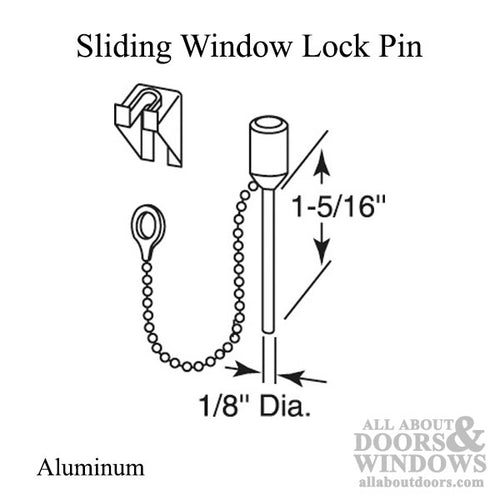 Window Locking Pin, 1/8 inch Diameter - Aluminum - Window Locking Pin, 1/8 inch Diameter - Aluminum