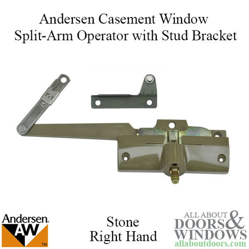 Andersen Split Arm Operator Right Hand with Bracket Right Hand Stone For Casement Windows From 1982-1995 - Andersen Split Arm Operator Right Hand with Bracket Right Hand Stone For Casement Windows From 1982-1995