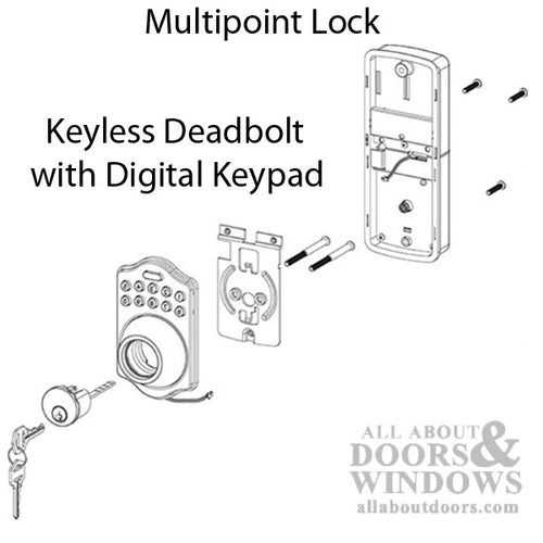 Keyless Multipoint Lock Deadbolt with Digital Keypad and Remote - Satin Nickel - Keyless Multipoint Lock Deadbolt with Digital Keypad and Remote - Satin Nickel