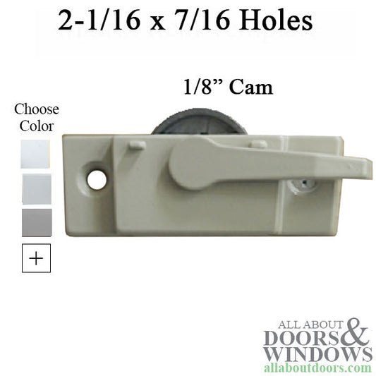 Sweep Latch, 2-1/16 x 7/16 Screw Holes, 1/8 cam, Single or Double Hung windows, LH