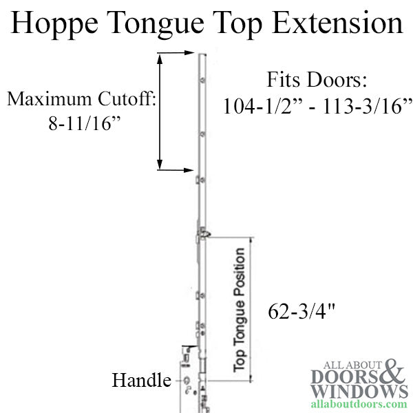 Hoppe 16mm Manual Top Extension, Tongue at 62.76