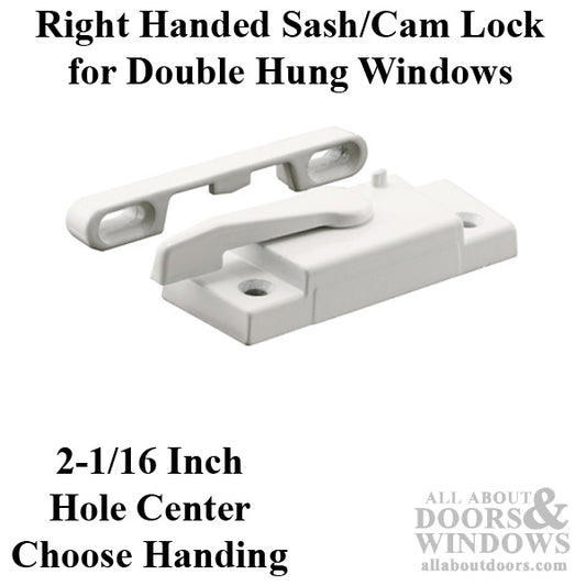 Sash/Cam Lock - Vinyl and Aluminum Sash Hardware, Diecast - White - Choose Handing