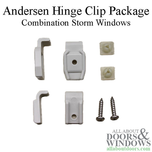 Andersen Hinge Clip Package - Narroline, Woodwright, Tilt-Wash Combination Storm Windows - White