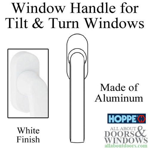 Luxembourg Non-Locking Handle for Tilt & Turn Windows - Made of Aluminum - White - Luxembourg Non-Locking Handle for Tilt & Turn Windows - Made of Aluminum - White