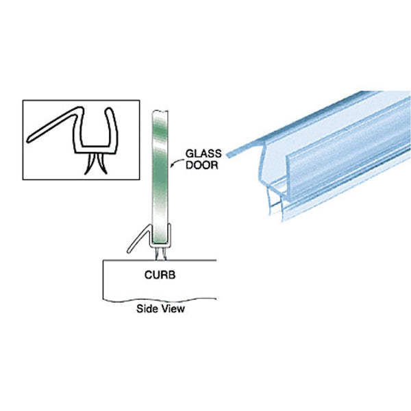 Co Extruded Bottom Wipe with Drip Rail for 0.5 Inch Glass Clear Finish - Co Extruded Bottom Wipe with Drip Rail for 0.5 Inch Glass Clear Finish