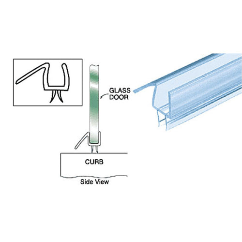 Co Extruded Bottom Wipe with Drip Rail for 0.5 Inch Glass Clear Finish - Co Extruded Bottom Wipe with Drip Rail for 0.5 Inch Glass Clear Finish