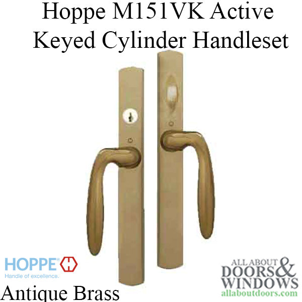 HOPPE HLS 9000 Sliding Door Handle Set Verona Lever Active Keyed Antique Brass - HOPPE HLS 9000 Sliding Door Handle Set Verona Lever Active Keyed Antique Brass