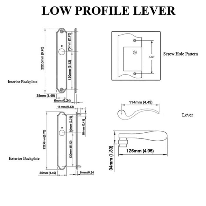 Hoppe Fixed Dummy Low Profile lever set- Pair, Right Hand -  Brushed Chrome - Hoppe Fixed Dummy Low Profile lever set- Pair, Right Hand -  Brushed Chrome