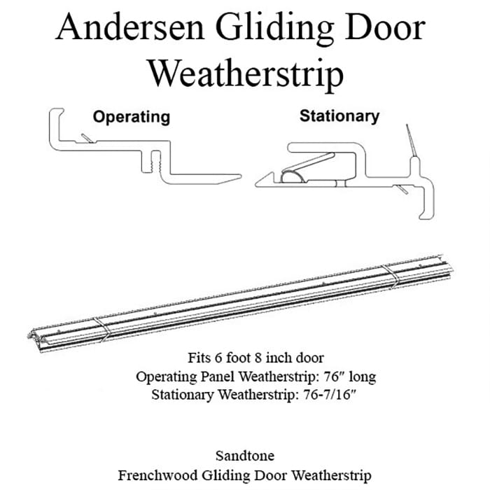 Andersen Window Frenchwood Gliding Door Complete Weatherstrip Set, 1990-Present, For 8 ft Doors, Sandtone - Andersen Window Frenchwood Gliding Door Complete Weatherstrip Set, 1990-Present, For 8 ft Doors, Sandtone