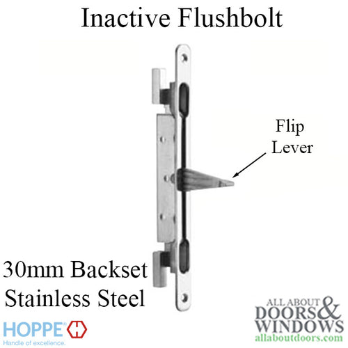 Inactive Flush Bolt Rod, 30mm Backset, Flip Lever - Stainless Steel - Inactive Flush Bolt Rod, 30mm Backset, Flip Lever - Stainless Steel