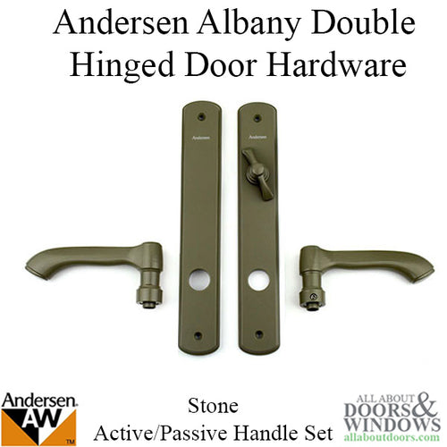 Andersen Albany Active / Passive Double Hinged Door Hardware Set - Stone - Andersen Albany Active / Passive Double Hinged Door Hardware Set - Stone