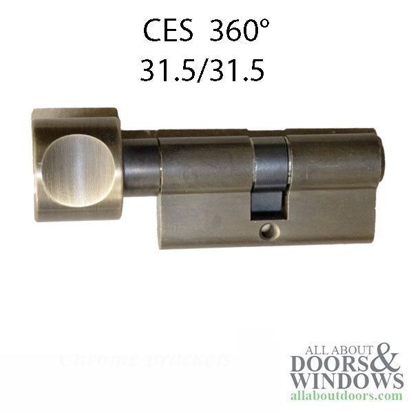 31.5/31.5 CES 360 Euro Keyed Cylinder, H-knob - Antique Brass - 31.5/31.5 CES 360 Euro Keyed Cylinder, H-knob - Antique Brass