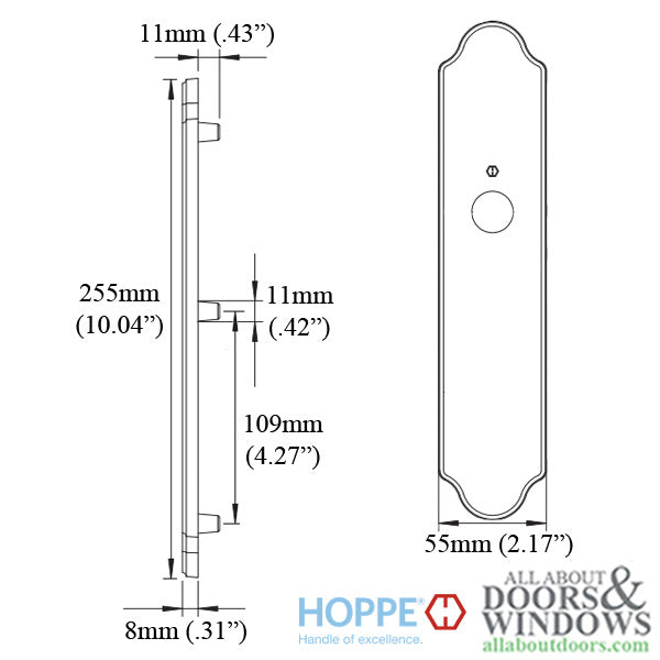 HOPPE Wide Traditional Exterior Backplate M3965N for Inactive Handlesets - Oil-Rubbed Brass - HOPPE Wide Traditional Exterior Backplate M3965N for Inactive Handlesets - Oil-Rubbed Brass