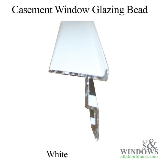 Weathershield Casement Window Glazing Bead, Misc. Shape, Aluminum, White - Discontinued