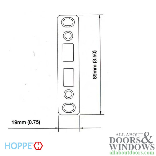 HOPPE Double Door Shootbolt Strike Plate Stainless Steel - HOPPE Double Door Shootbolt Strike Plate Stainless Steel