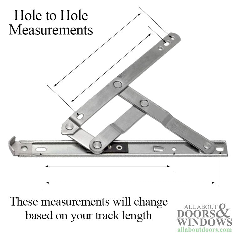 Anderberg 222SS 4 Bar Casement Window Egress Hinge with Stop Stainless Steel - Anderberg 222SS 4 Bar Casement Window Egress Hinge with Stop Stainless Steel