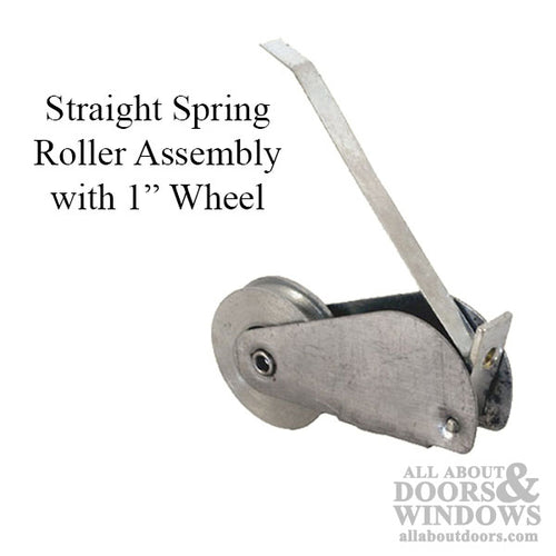 Straight Spring Tension Roller Assembly with 1 Inch Steel Wheel for Sliding Screen Door - Straight Spring Tension Roller Assembly with 1 Inch Steel Wheel for Sliding Screen Door