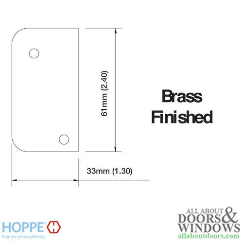 Strike Plate, RU1, Auto-Release Underplate 1.30 x 2.40 - Brass - Strike Plate, RU1, Auto-Release Underplate 1.30 x 2.40 - Brass