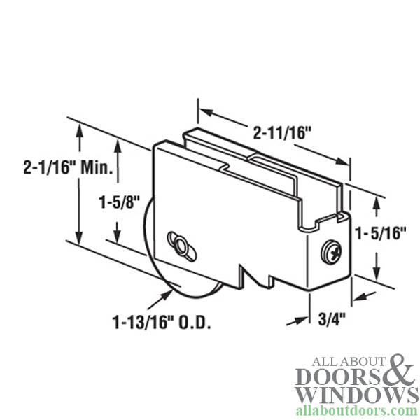 Sliding Door Roller Assembly with 1.8125 Inch Steel Ball Bearing Wheel Diameter - Sliding Door Roller Assembly with 1.8125 Inch Steel Ball Bearing Wheel Diameter