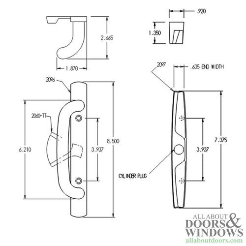 Veranda Non-Keyed Sliding Patio Door Handle Set - Veranda Non-Keyed Sliding Patio Door Handle Set