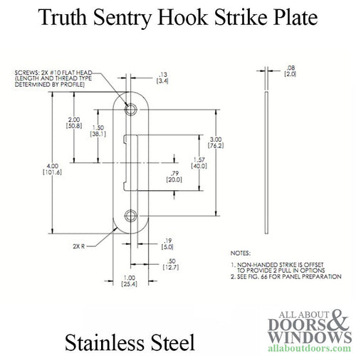 Truth Sentry Hook Strike Plate Stainless Steel - Truth Sentry Hook Strike Plate Stainless Steel