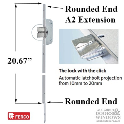 Extension 525mm Rounded End, Secury Automatic - Stainless Steel - Extension 525mm Rounded End, Secury Automatic - Stainless Steel