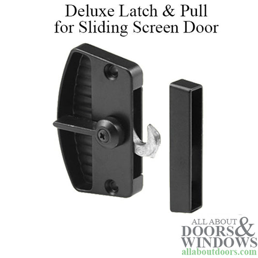 Deluxe Latch & Pull for Sliding Screen Door in Black