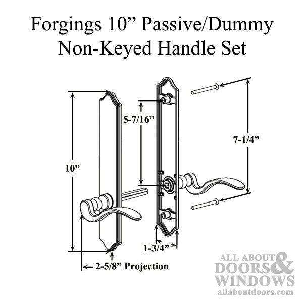 Forgings 10 Inch Passive/Dummy Non-Keyed Handle Set - Forgings 10 Inch Passive/Dummy Non-Keyed Handle Set