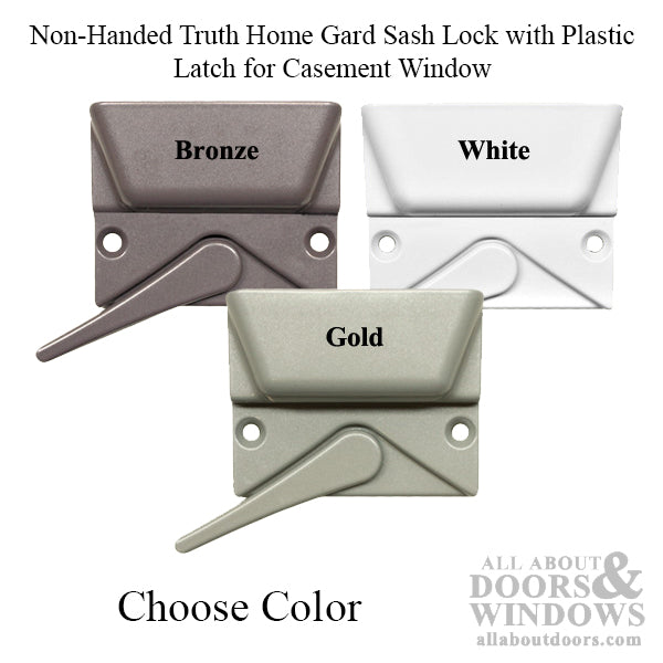 Non-Handed Truth Home Gard Sash Lock with Plastic Latch for Casement Window - Choose Color - Non-Handed Truth Home Gard Sash Lock with Plastic Latch for Casement Window - Choose Color