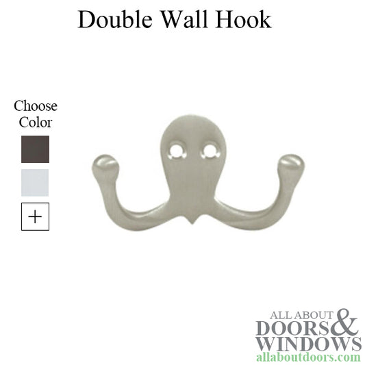 2-3/4" Double Wall Hook, Solid Brass - Choose Finish