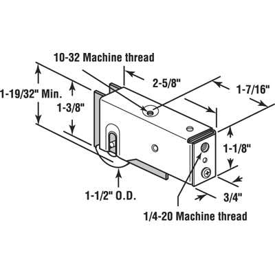 1-1/2  Steel Roller Assembly,  3/4 Housing - 1-1/2  Steel Roller Assembly,  3/4 Housing