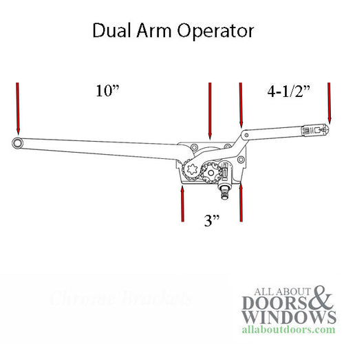 Andersen Eagle E-Series Casement Operator Dual Arm Left Hand - Andersen Eagle E-Series Casement Operator Dual Arm Left Hand