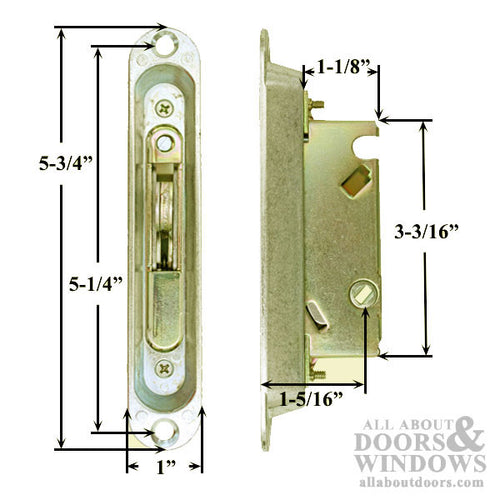 Mortise Lock and Trim Plate with 45 Degree Slot for Sliding Glass Door Yellow Dichromate - Mortise Lock and Trim Plate with 45 Degree Slot for Sliding Glass Door Yellow Dichromate