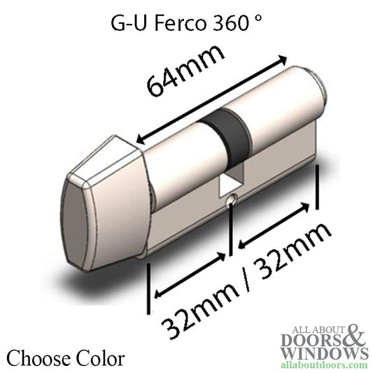 64mm Euro / Profile Cylinder 32/32 with Rectangular Thumbturn