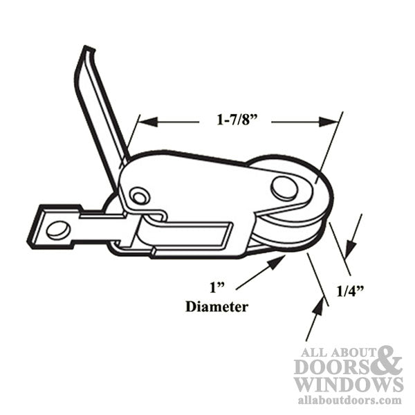 Straight Spring Tension Roller Assembly with 1 Inch Nylon Wheel for Sliding Screen Door - Straight Spring Tension Roller Assembly with 1 Inch Nylon Wheel for Sliding Screen Door