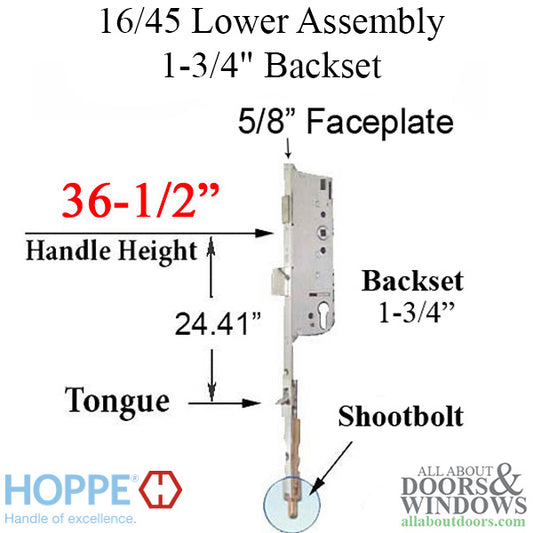 Manual 1-3/4" backset, Shootbolt @ 36.5" & Tongue @ 24.41