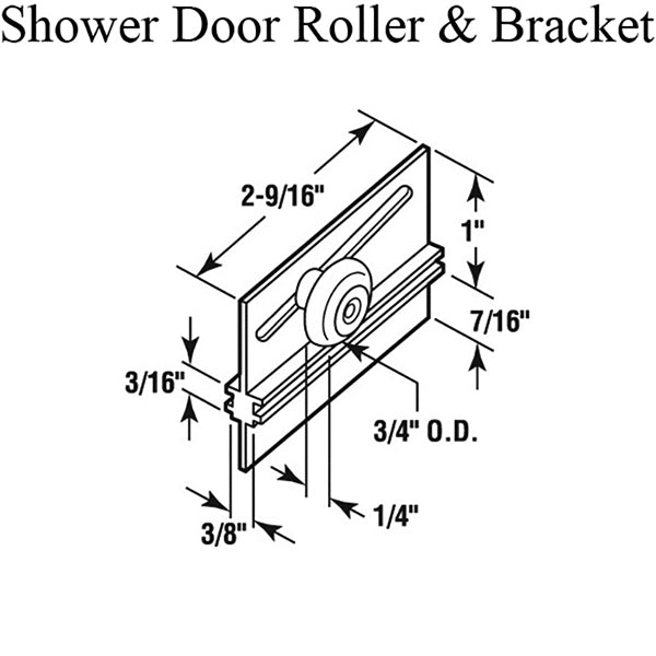 Shower Door Roller with Bracket Top Mount 3/4 Inch Outer Diameter - Shower Door Roller with Bracket Top Mount 3/4 Inch Outer Diameter